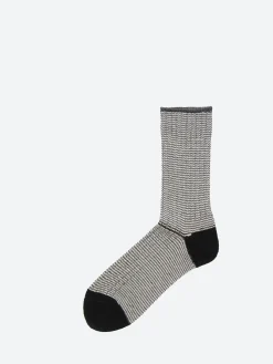 BEAMS PLUS - Pinstripe Rib Socks in Black and White