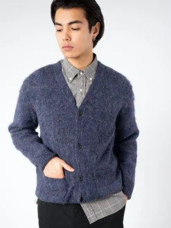 BEAMS PLUS - Stretch Mohair Cardigan in Navy