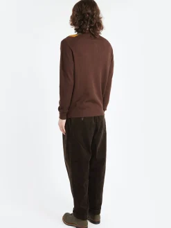 BEAMS PLUS - Stripe Knit Polo in Brown