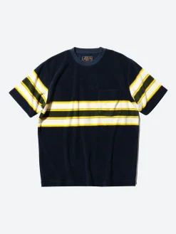 BEAMS PLUS - Stripe Pile Pocket Tee in Navy