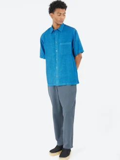 Blue Blue Japan - Broadcloth Short Sleeve Shirt in Indigo