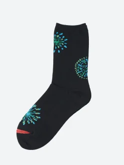 Blue Blue Japan - Hanabi Firework Glitter Sock in Black
