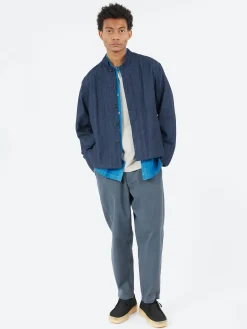 Blue Blue Japan - Herringbone Stand-Up Collar Jacket in Indigo