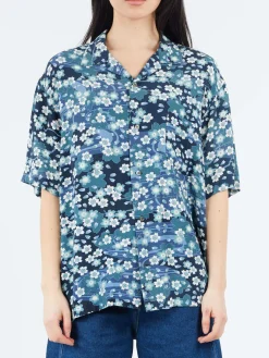Blue Blue Japan - Nagare Sakura Shirt in Dark Navy