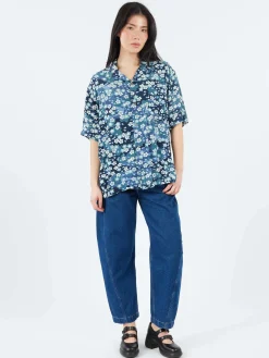 Blue Blue Japan - Nagare Sakura Shirt in Dark Navy