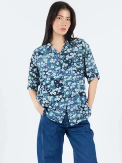 Blue Blue Japan - Nagare Sakura Shirt in Dark Navy