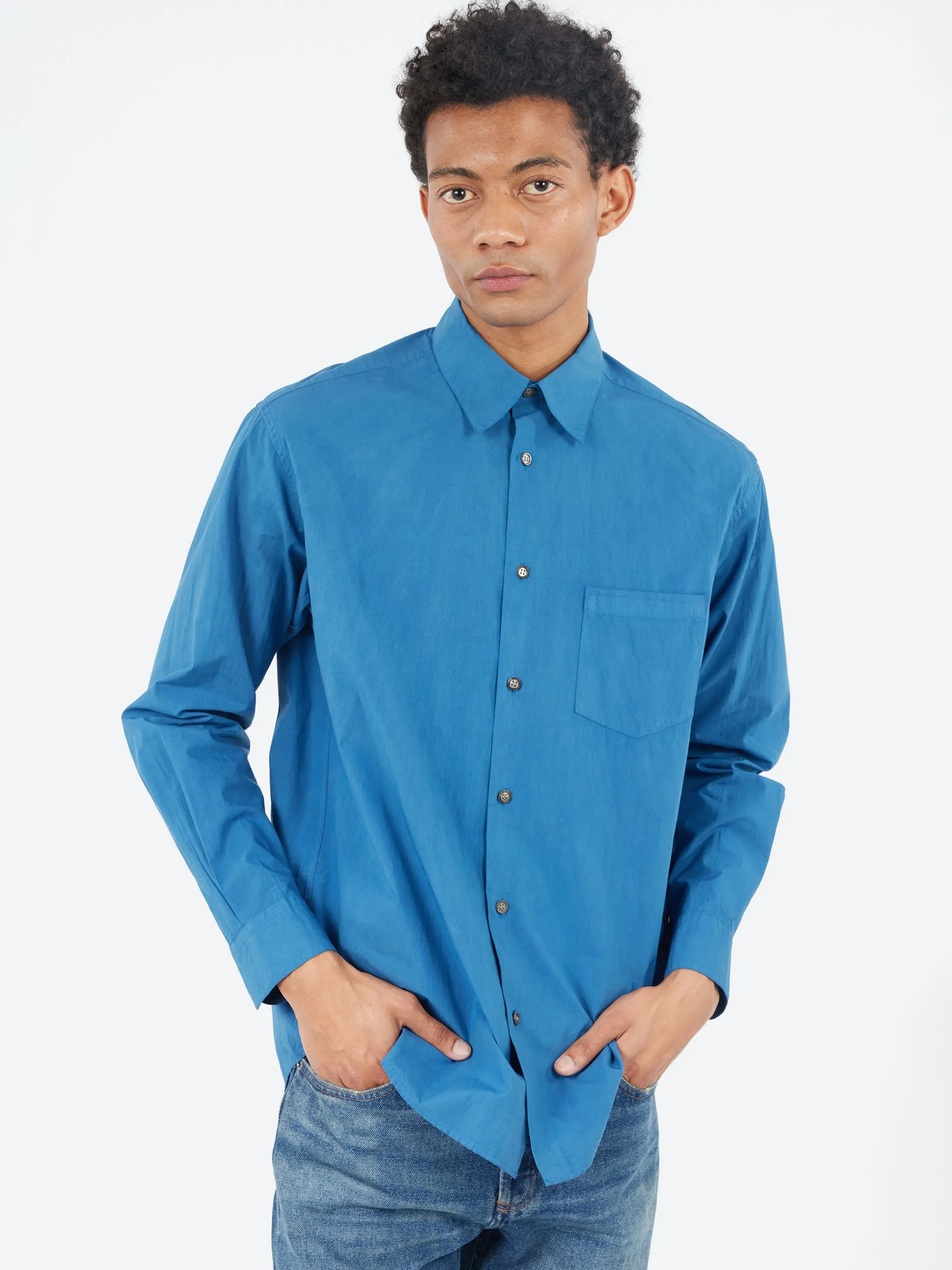 Blue Blue Japan - Organic Cotton Regular Collar Shirt in Indigo