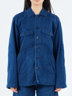 Blue Blue Japan - Sashiko Fatigue Shirt in Indigo