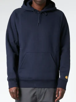 Carhartt WIP - Hooded Chase Sweatshirt in Dark Navy/Gold