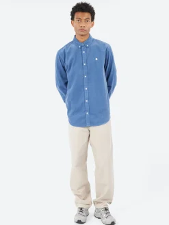 Carhartt WIP - L/S Madison Fine Cord Shirt in Blue Iris and Wax
