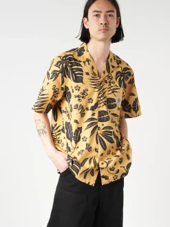 Carhartt WIP - Woodblock Print Shirt in Bourbon