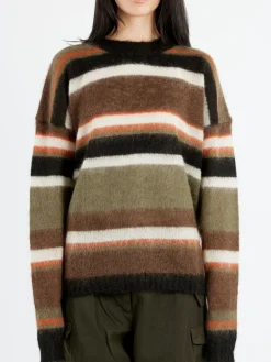 Casey Casey - Stripe Mohair Jumper in Khaki