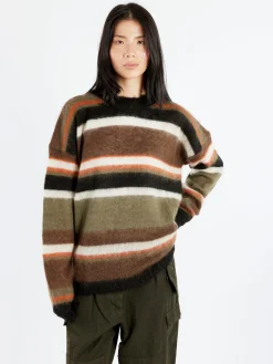 Casey Casey - Stripe Mohair Jumper in Khaki