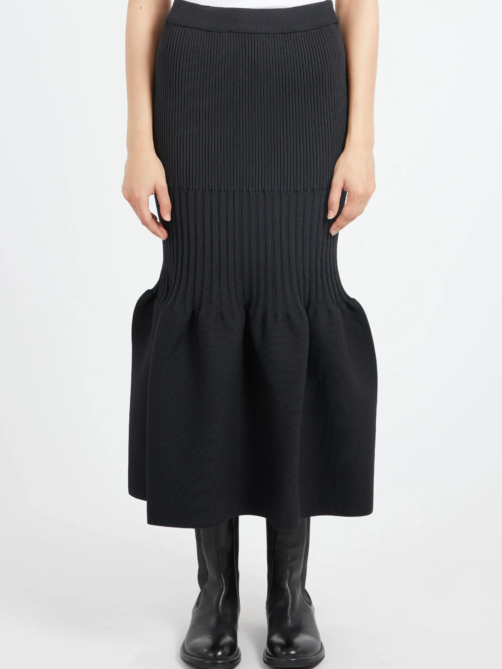 CFCL - Fluted Mermaid Skirt in Black