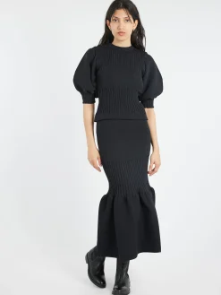 CFCL - Fluted Mermaid Skirt in Black