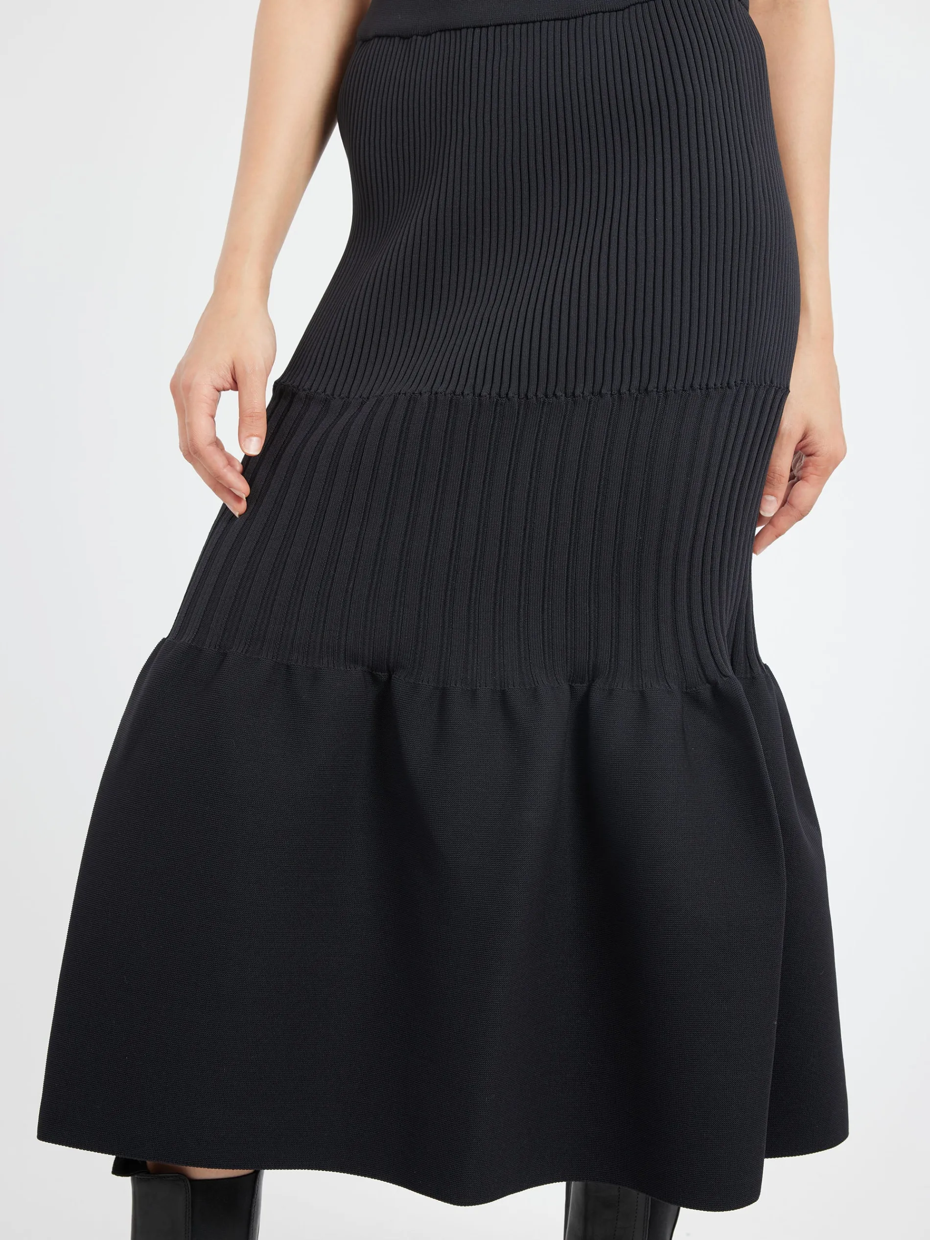 CFCL - Fluted Mermaid Skirt in Black