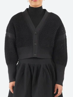 CFCL - Lattice Cropped Cardigan in Black