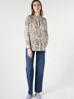 Chloé Stora - Alger Shirt in Bleu Fleurs (Blue Floral)