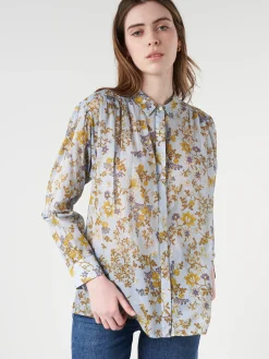 Chloé Stora - Alger Shirt in Bleu Fleurs (Blue Floral)