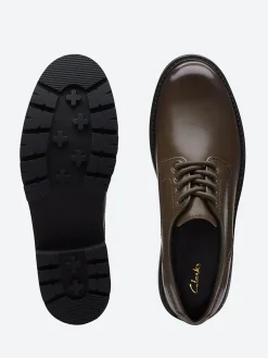 Clarks - Orianna Derby in Dark Olive Leather