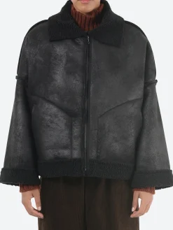 collection PRIVÉE? - Eco-Shearling Zipped Jacket in Black