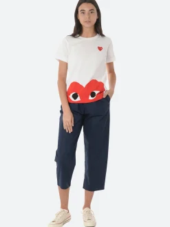 Comme des Garçons PLAY - T033 T-Shirt with Red Heart Hem Print