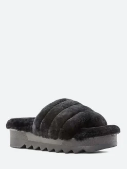 Cougar - Pozy Lambswool Slide Sandal in Black