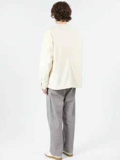 Danton - Cotton Drill Collarless Jacket in Ecru