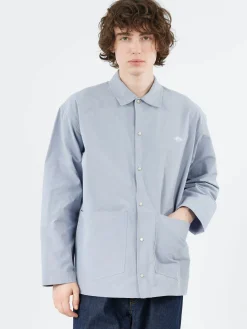 Danton - Cotton Linen Coverall Shirt in Dark Sax