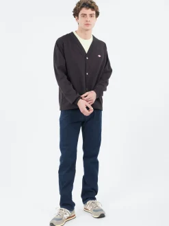 Danton - Cotton Terry V-Neck Cardigan in Charcoal