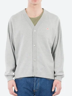 Danton - Cotton Terry V-Neck Cardigan in Top Grey