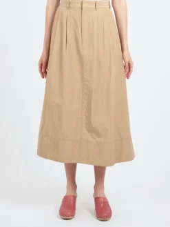 Danton - Double Pleated Skirt in Beige