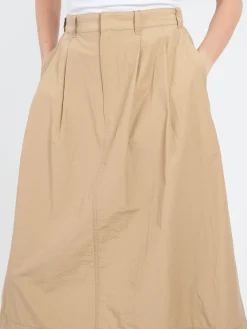 Danton - Double Pleated Skirt in Beige