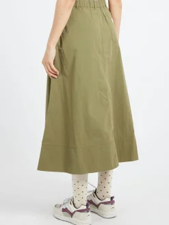 Danton - Double Pleated Skirt in Olive
