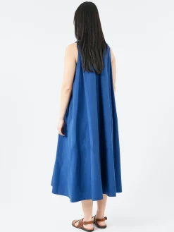 Danton - High Count Cotton V Neck Dress in Blue