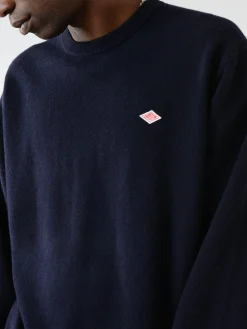 Danton - Lambswool Crew Neck Knit Pullover in Dark Navy