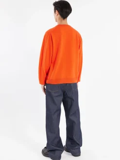 Danton - Lambswool Crew Neck Knit Pullover in Orange
