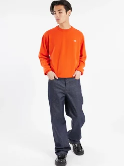 Danton - Lambswool Crew Neck Knit Pullover in Orange