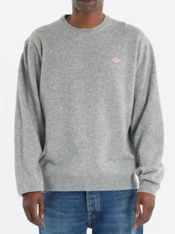 Danton - Lambswool Crew Neck Knit Pullover in Light Grey