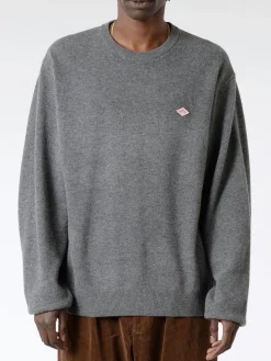 Danton - Lambswool Crew Neck Knit Pullover in Charcoal