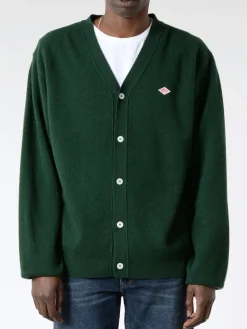 Danton - Lambswool V-Neck Cardigan in Green
