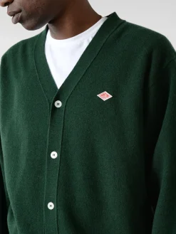 Danton - Lambswool V-Neck Cardigan in Green