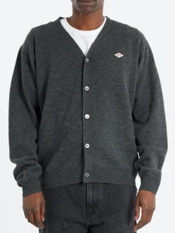 Danton - Lambswool V-Neck Cardigan in Carbon