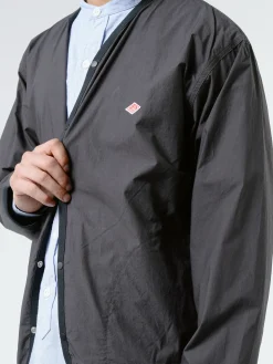 Danton - Men's Broad Cloth Shirt Cardigan in Charcoal