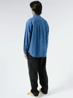 Danton - Men's Denim Dungaree B.D. Shirt in Light Indigo