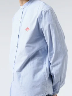 Danton - Men's Plain Oxford Band Collar L/S Shirt in Blue