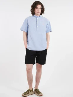 Danton - Round Collar Shirt in Blue