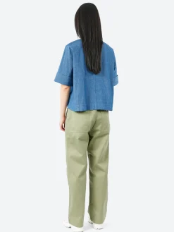 Danton - Short Sleeve Work Shirt in Light Denim