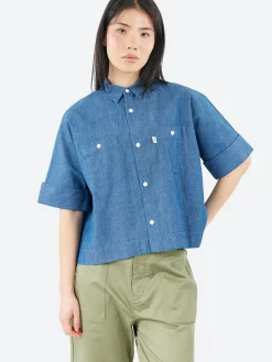 Danton - Short Sleeve Work Shirt in Light Denim
