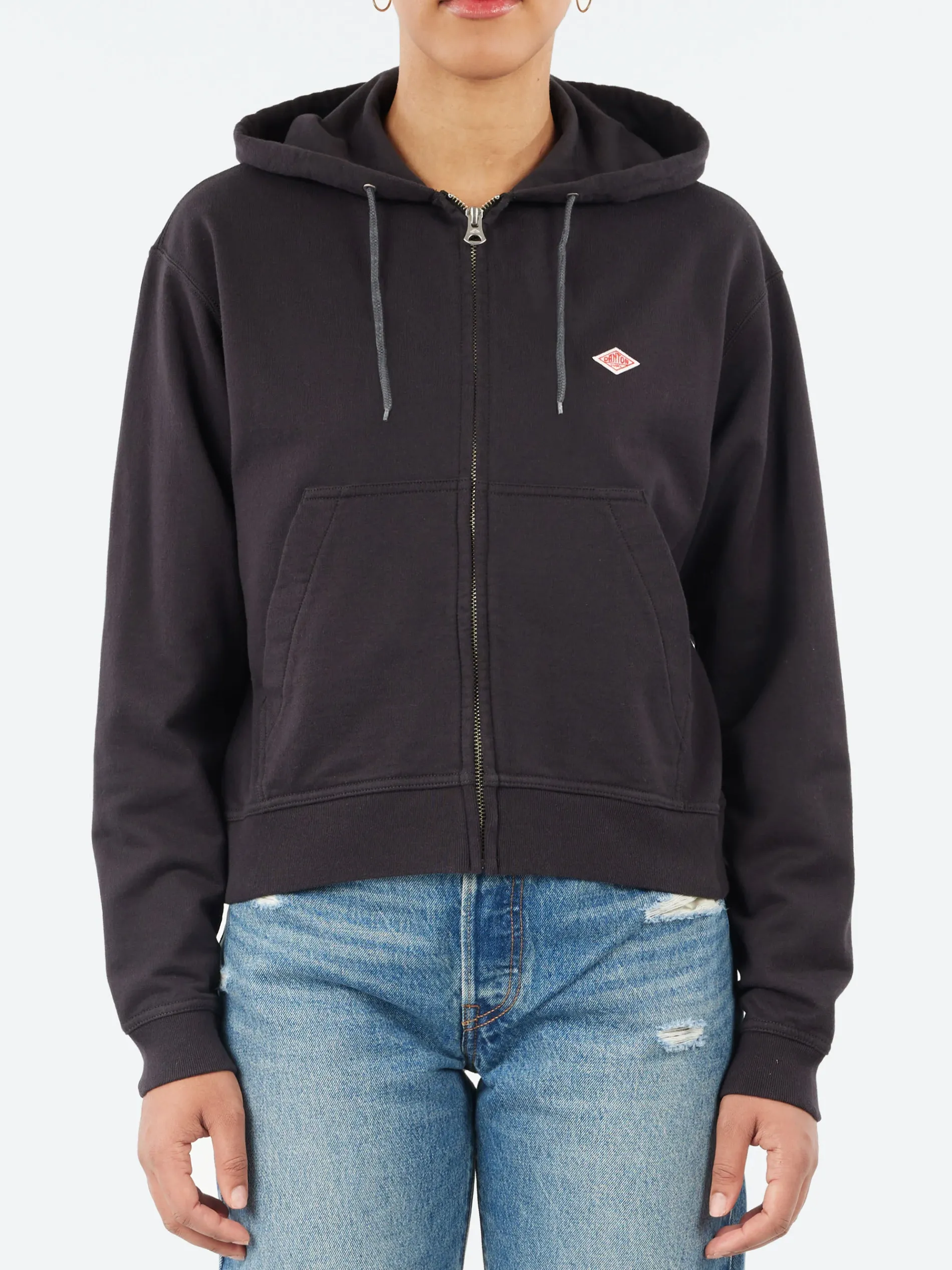 Danton - Women's Cotton Terry Zip Hoodie in Charcoal